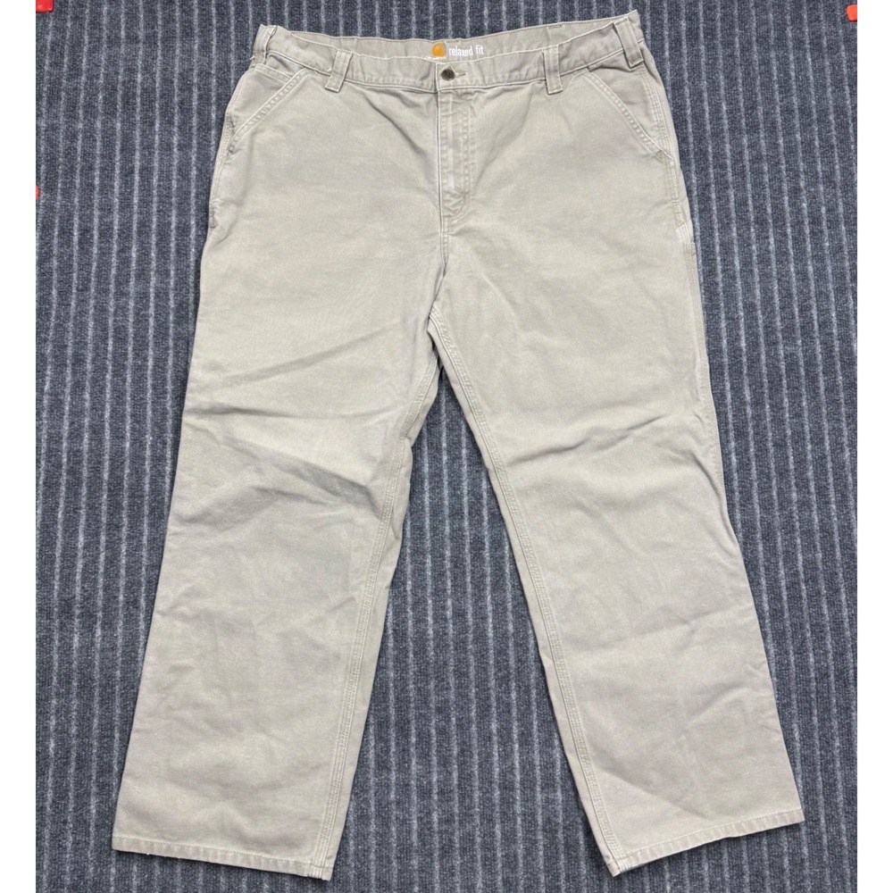 Carhartt Mens Relaxed Fit Canvas Work Pants 42x30 Tan Khaki Cotton Utility